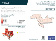 TX Congressional District 09 Heart Disease and Federally Qualified Health Centers Map 119th Congress
