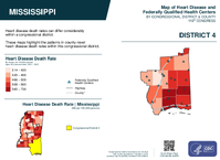 MS Congressional District 04 Heart Disease and Federally Qualified Health Centers Map 119th Congress