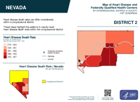 NV Congressional District 02 Heart Disease and Federally Qualified Health Centers Map 119th Congress