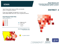 IA Congressional District 04 Heart Disease and Federally Qualified Health Centers Map 118th Congress