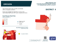 OR Congressional District 06 Heart Disease and Federally Qualified Health Centers Map 118th Congress