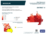 MO Congressional District 08 Heart Disease and Federally Qualified Health Centers Map 118th Congress