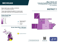 MI Congressional District 07 Stroke and Federally Qualified Health Centers Map 119th Congress