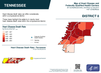 TN Congressional District 08 Heart Disease and Federally Qualified Health Centers Map 119th Congress