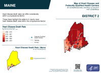 ME Congressional District 02 Heart Disease and Federally Qualified Health Centers Map 119th Congress