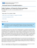 Provisional Death Counts for Coronavirus Disease COVID19 Daily Updates of Totals by Week and State Updated May 21 2020