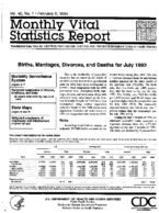 Births marriages divorces and deaths for July 1993