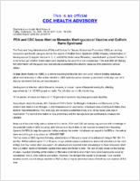 FDA and CDC Issue Alert on Menactra Meningococcal Vaccine and Guillain Barre Syndrome Friday September 30 2005 1900 EDT 700 PM EDT