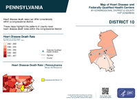 PA Congressional District 10 Heart Disease and Federally Qualified Health Centers Map 119th Congress