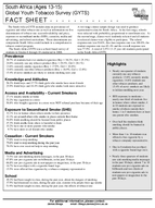 2008 South Africa Ages 1315 Global Youth Tobacco Survey GYTS Fact Sheet