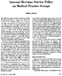 Internal Revenue Service Policy On Medical Practice Groups