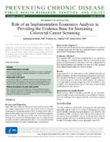 Role of an Implementation Economics Analysis in Providing the Evidence Base for Increasing Colorectal Cancer Screening