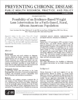 Feasibility of an EvidenceBased Weight Loss Intervention for a FaithBased Rural African American Population