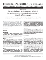 FitnessRelated Activities and Medical Claims Related to Hospital Admissions  South Africa 2006