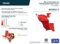 TX Congressional District 05 Heart Disease and Federally Qualified Health Centers Map 119th Congress