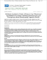 Multisite Qualitative Study of Primary Care Physicians and Midlevel Providers SelfReported Practices and Perceptions About Maintaining Cognitive Health