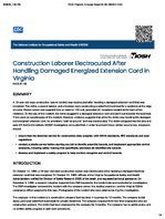 Construction Laborer Electrocuted After Handling Damaged Energized Extension Cord in Virginia FACE 9105