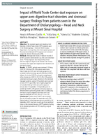 Impact of World Trade Center Dust Exposure on UpperAero Digestive Tract Disorders and Sinonasal Surgery Findings from Patients Seen in the Department of Otolaryngology  Head and Neck Surgery at Mount Sinai