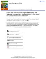 Social Vulnerabilities Among Hired Migrant and Seasonal Farmworkers During COVID19 The Need for EmploymentBased Indicators