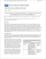 Family History of Colorectal Cancer Clinicians Preventive Recommendations and Patient Behavior