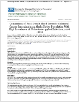 Comparison of Fecal Occult Blood Tests for Colorectal Cancer Screening in an Alaska Native Population With High Prevalence of Helicobacter pylori Infection 20082012