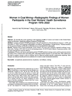 Women in Coal MiningRadiographic Findings of Women Participants in the Coal Workers Health Surveillance Program 19702022