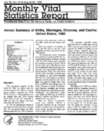 Annual Summary of Births Marriages Divorces and Deaths United States 1989