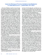 Impact of a Shortage of FirstLine Antituberculosis Medication on Tuberculosis Control  United States 20122013