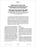 Supplementing tuberculosis surveillance with automated data from health maintenance organizations