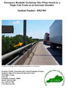 Emergency Roadside Technician Dies When Struck by a SingleUnit Truck on an Interstate Shoulder