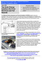 Worker Fatality Alert Two Solar Energy Installers Die from Electrical and Fall Hazards