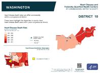 WA Congressional District 10 Heart Disease and Federally Qualified Health Centers Map 118th Congress