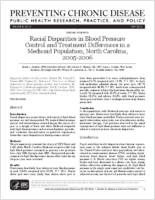 Racial Disparities in Blood Pressure Control and Treatment Differences in a Medicaid Population North Carolina 20052006