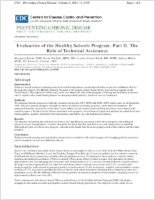 Evaluation of the Healthy Schools Program Part II The Role of Technical Assistance