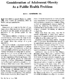 Consideration Of Adolescent Obesity As A Public Health Problem