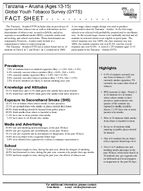 2003 Tanzania  Arusha Ages 1315 Global Youth Tobacco Survey GYTS Fact Sheet