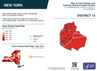 NY Congressional District 15 Heart Disease and Federally Qualified Health Centers Map 119th Congress