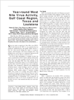 Yearround West Nile Virus Activity Gulf Coast Region Texas and Louisiana