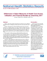 Differences in select measures of health care access utilization and financial burden by urbanicity 2017