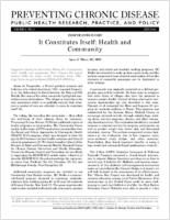 It Constitutes Itself Health and Community