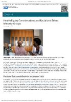 Health Equity Considerations and Racial and Ethnic Minority Groups Updated Apr 19 2021