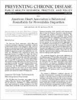 American Heart Associations Behavioral Roundtable for Preventable Disparities