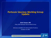 Pertussis Vaccines Working Group update