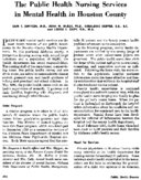 The public health nursing services in mental health in Houston County