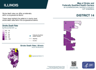 IL Congressional District 14 Stroke and Federally Qualified Health Centers Map 119th Congress