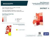 MS Congressional District 04 Heart Disease and Federally Qualified Health Centers Map 118th Congress