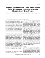 Illness in Intensive Care Staff after Brief Exposure to Severe Acute Respiratory Syndrome
