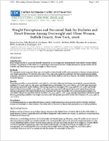 Weight Perceptions and Perceived Risk for Diabetes and Heart Disease Among Overweight and Obese Women Suffolk County New York 2008
