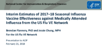 Interim estimates of 201718 seasonal influenza vaccine effectiveness against medically attended influenza from the US Flu VE Network
