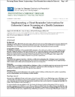 Implementing a Client Reminder Intervention for Colorectal Cancer Screening at a Health Insurance Worksite